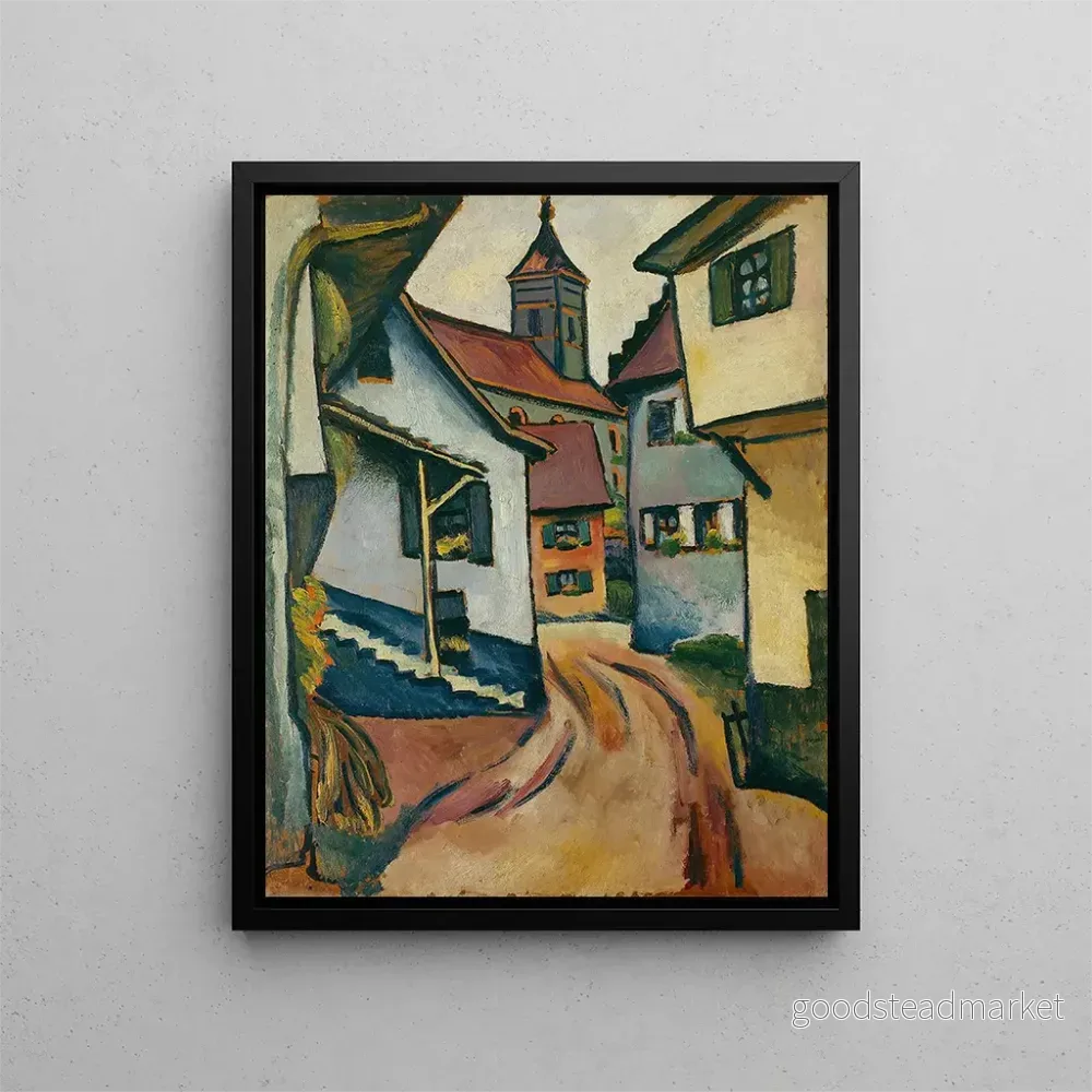 Målning Rue med kyrka i Kandern – August Macke | Konsttryck Målning Rue med kyrka i Kandern – August Macke | Konsttryck