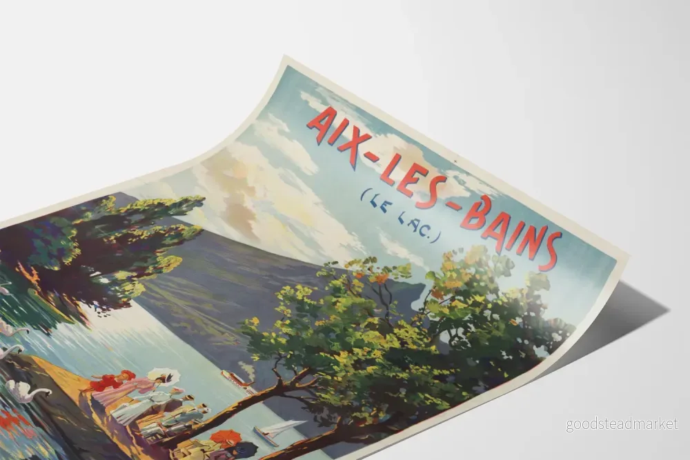 Vintageaffisch Aix-les-Bains sjön - Retro väggdekoration - Bild 3