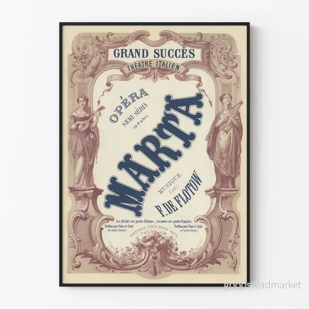 Vintageaffisch Opera Marta - Väggdekoration för italiensk teater