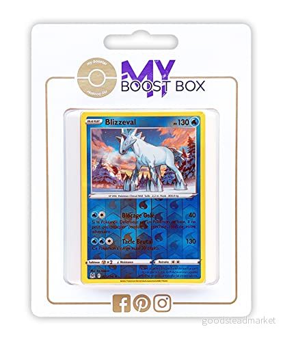 Blizzeval 51/196 Holo Reverse Myboost X Sword and Shield 11 Ursprungslöst set med 10 franska Pokémon kort 3701425294742