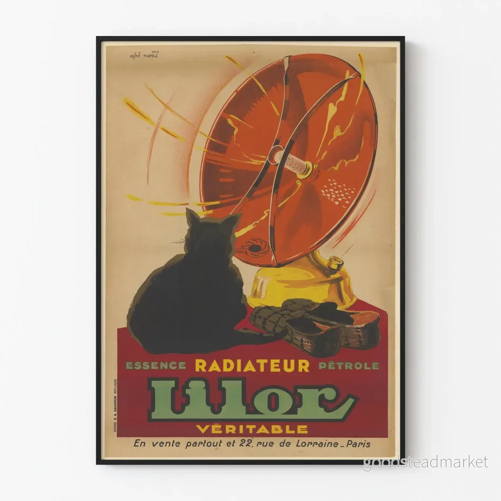 Vintageposter av Lilor oljefyllda radiator för väggdekoration