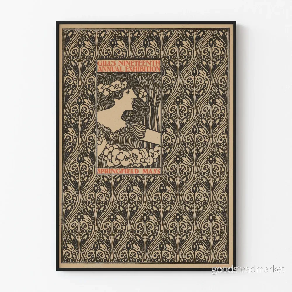 Vintage dekorativ poster Gill's Nineteenth Annual Exhibition 1886