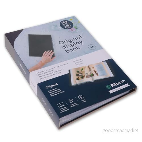 Rillstab original displaybok (100 genomskinliga/klara fickor) A4 främre sida ringpärmportfölj och projektpresentationsmapp för möten konferenser Poly klar fickmapp Svart 99494 8712794994947