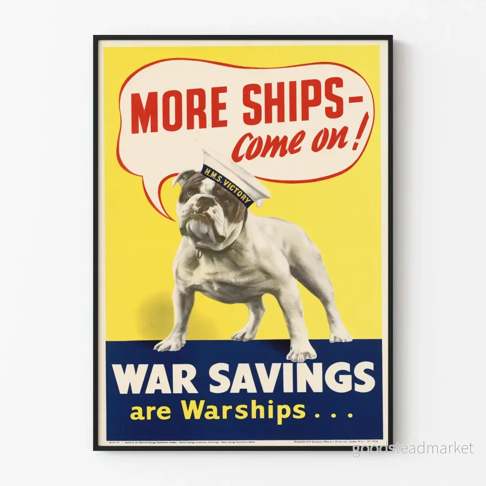 Vintage poster med marin bulldog - More Ships Come On