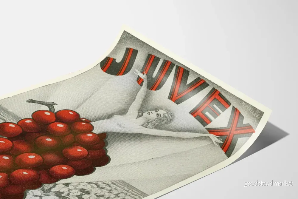Vintageposter Juvex kvinna druvklase väggdekoration - Bild 3