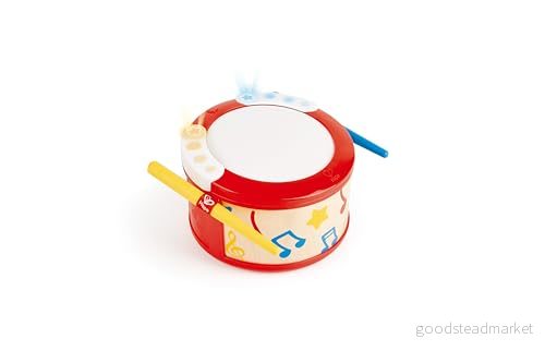 Toy Drum, Hape Play Along Percussion Instrument With Drumsticks, Lights, Guided Play, Rhythm And Song Settings. 12 Months + 6943478031128