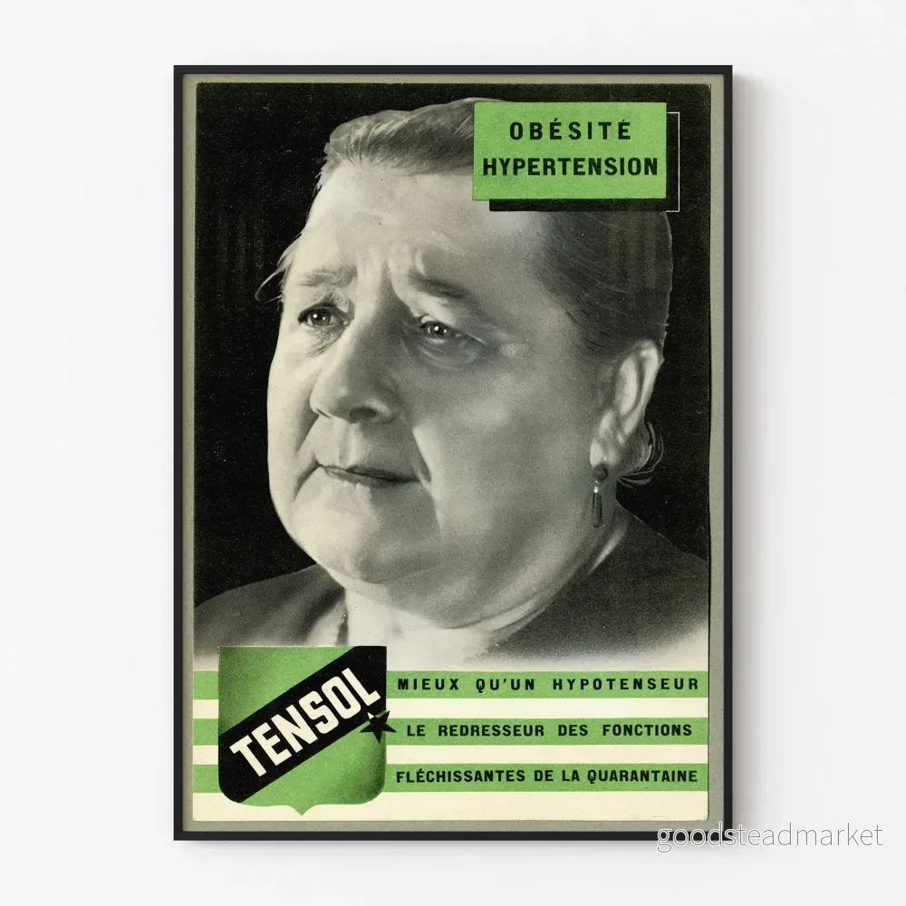 Vintageposter Tensol Fetma Högt blodtryck väggdekor medicinsk