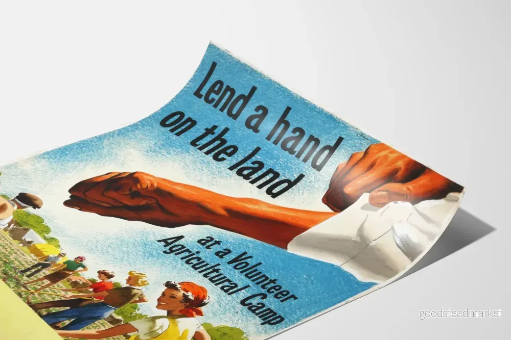 Vintageposter med uppmuntran till frivilligt jordbruksarbete - Bild 3