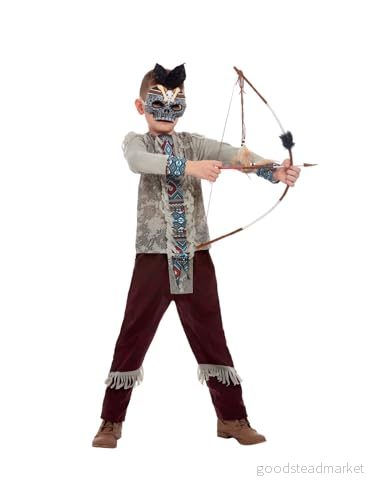 Dark Spirit Warrior Costume, Grey, Top, Trousers & Mask, (M) 5059513015761