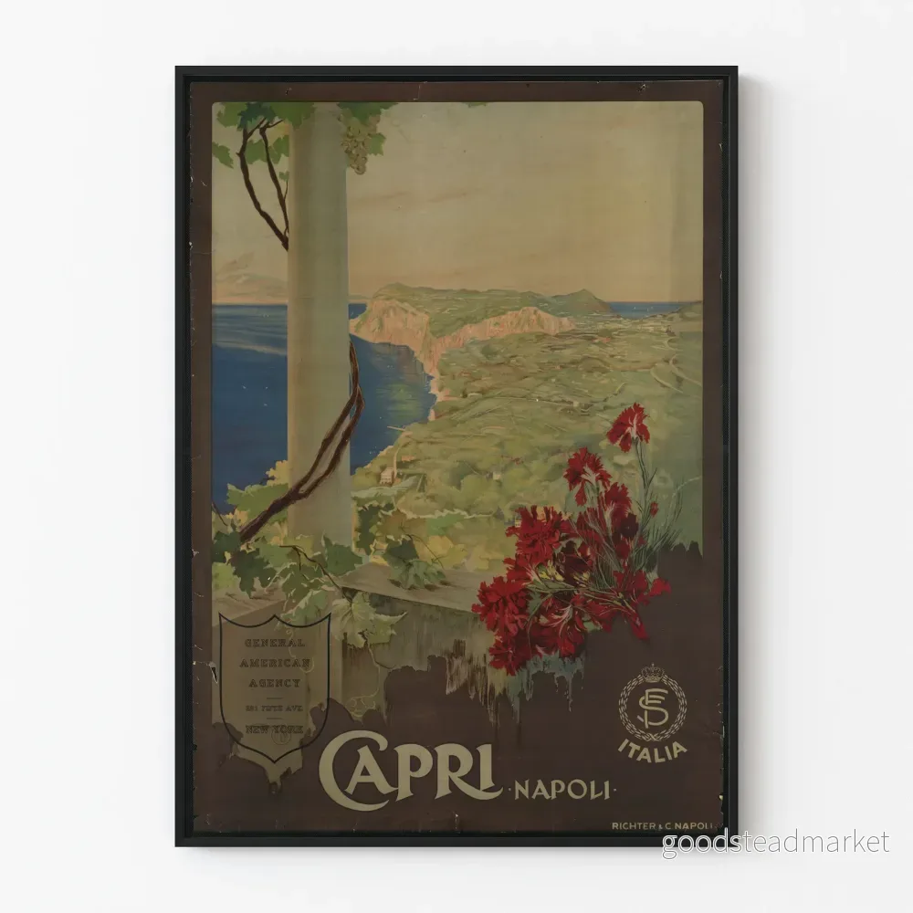 Vintage poster för väggdekoration Capri Napoli Italien
