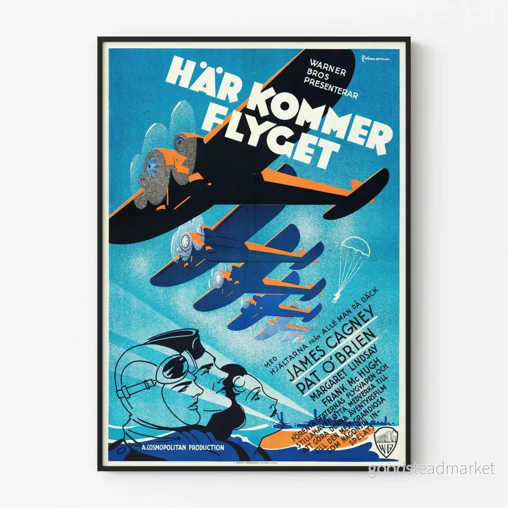 Vintage flygplans- och flygdamerposter