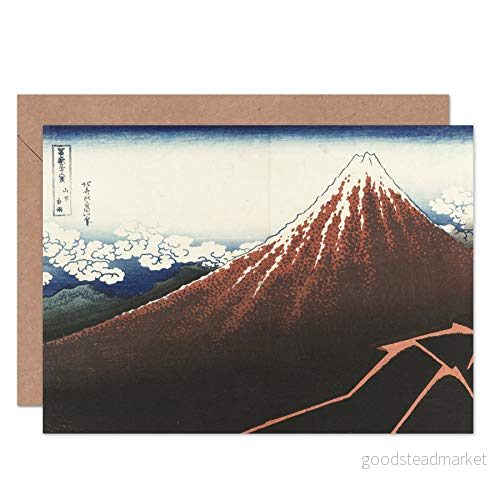 Artery8 Hokusai regnstorm fot av berget Fuji japansk fin konst gratulationskort plus kuvert tomt inuti 5057833912319
