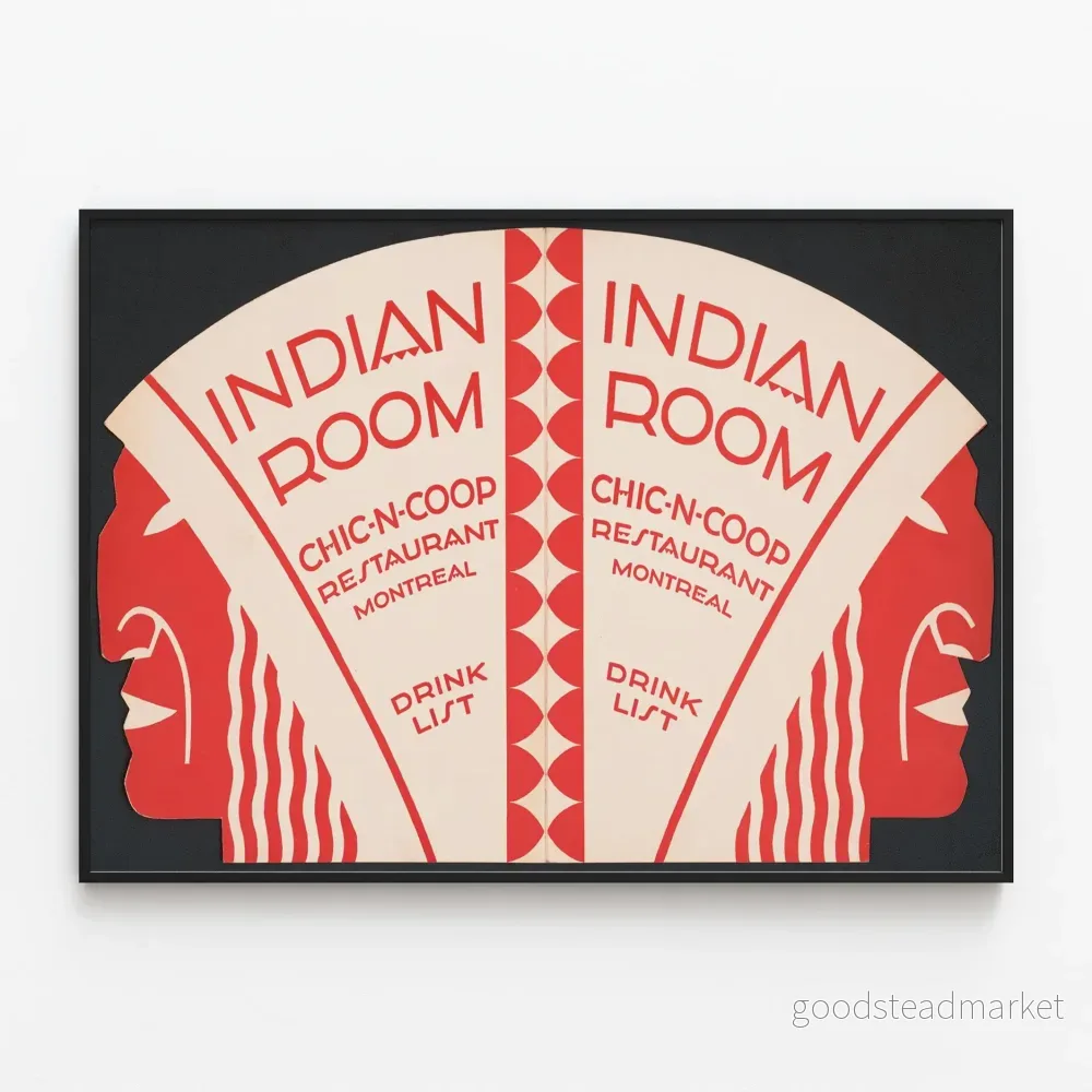 Vintage indisk väggdekorationsposter Indian Room Chic-N-Coop Restaurant Montréal Vintage indisk väggdekorationsposter Indian Room Chic-N-Coop Restaurant Montréal