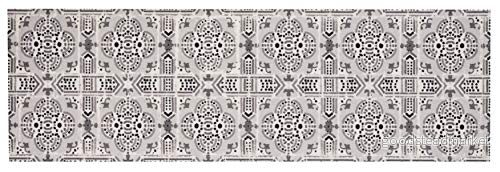 Zala Living Tvättbar kökslöpare köksmatta matta löpare Tile (45 x 140 cm, 100% polyamid, halkfri, lämplig för golvvärme), grå 4260525251387