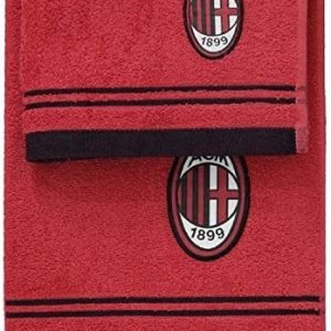 AC Milan Set handduk och gästhandduk frotté, 100% bomull, röd/svart, 100 x 60 1 cm 8300252019808