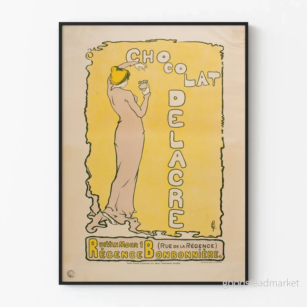 Vintageposter för choklad Delacre för väggdekoration