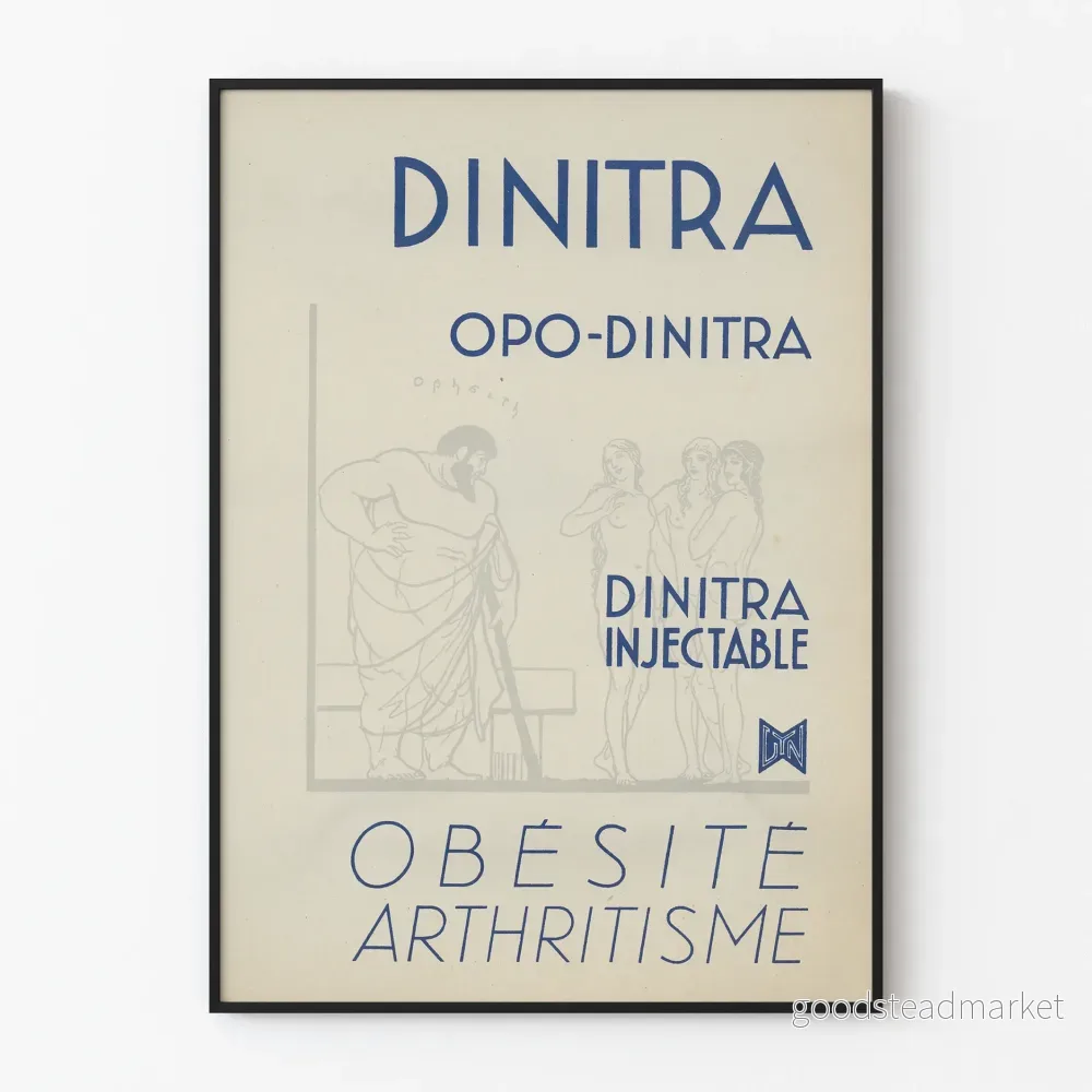 Vintageposter Dinitra Injectable - Retro medicinsk väggdekoration