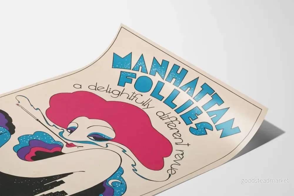 Vintageposter Manhattan Follies, färgglad konstnärlig revy - Bild 3