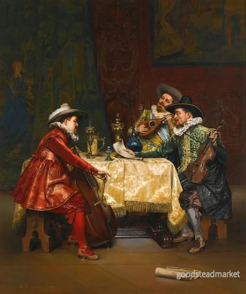 Målning La répétition - Adolphe Alexandre Lesrel | Konsttryck - Bild 2