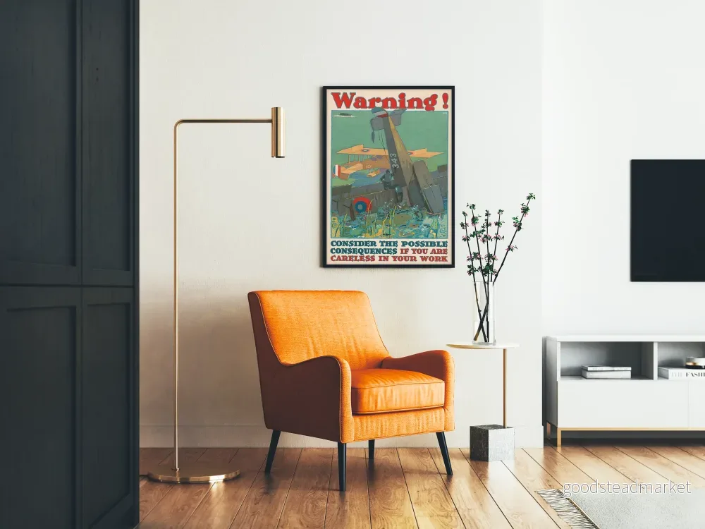 Vintage Poster Varning - Konsekvenser av bristande arbetsvård - Bild 2