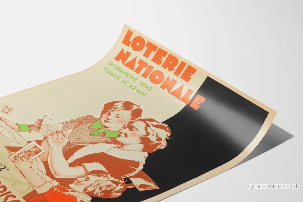 Vintageposter från Nationallotteriet 1942 - Hjälp till familjer till fångar - Bild 3