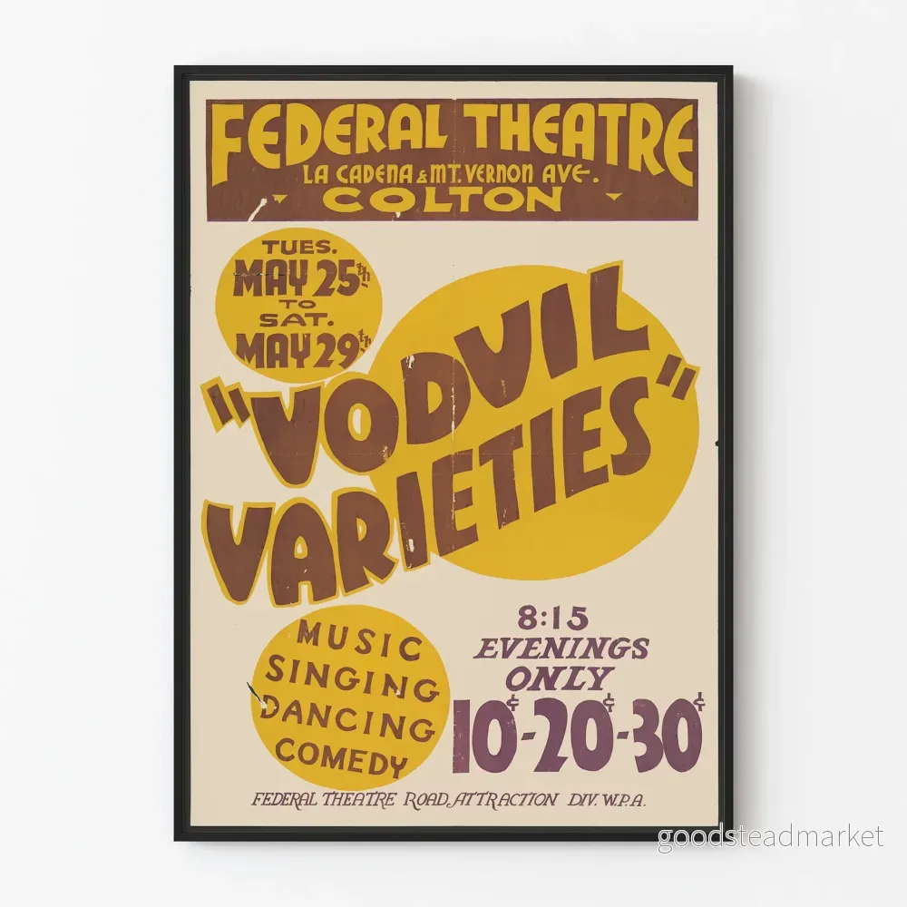 Vintageposter Vodvil Varietéer Förenings Teater Vintageposter Vodvil Varietéer Förenings Teater