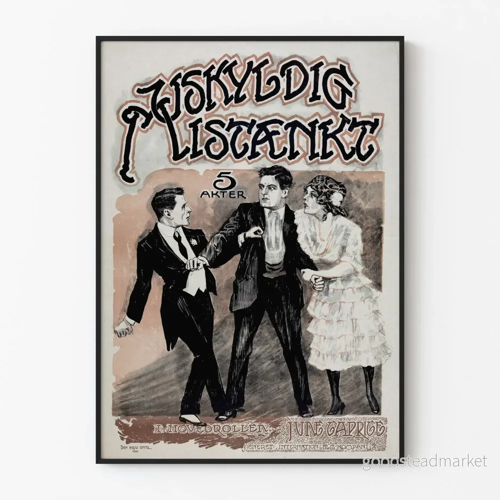 Vintageaffisch för teatern Uskyldigt Mistænkt