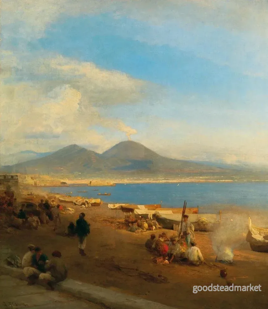 Målning Vue du golfe de Naples depuis Posilippo - Albert Flamm | Konsttryck - Bild 2