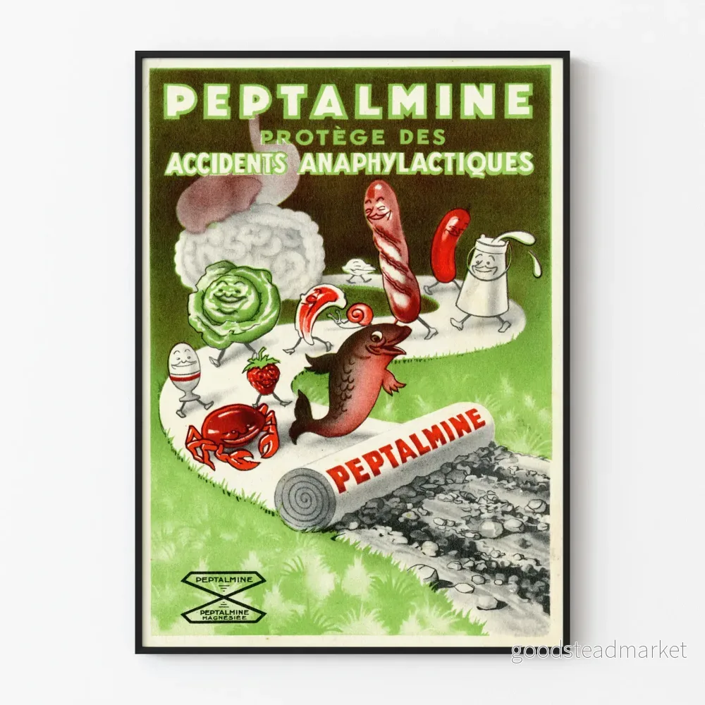 Vintageposter Peptalmine - Retro väggdekoration för hälsa och välbefinnande