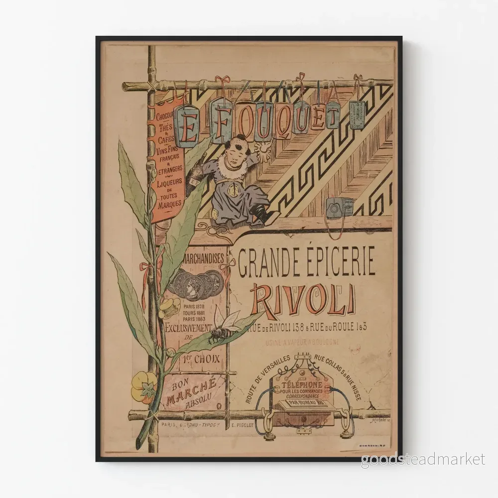 Vintageposter för Grande Épicerie Rivoli Väggdekoration