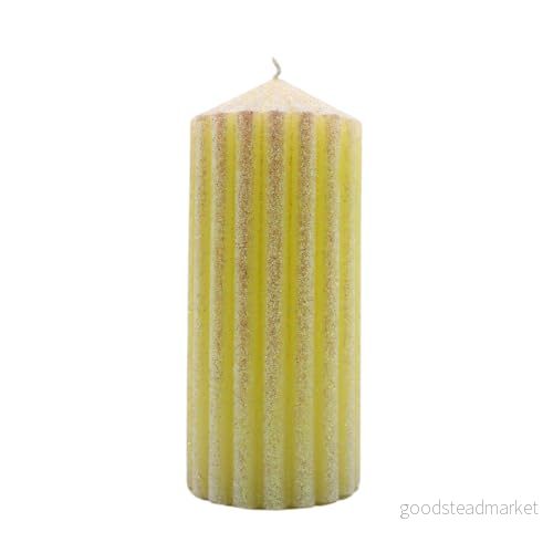 Dekohjälte24 högkvalitativt bordsljus blockljus hushållsljus med glitter i festlig vaniljeton, storlek: B/H ca 7 x 16 cm. 4255713509012