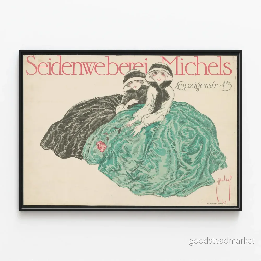 Vintageposter från Seidenweberei Michels för väggdekoration