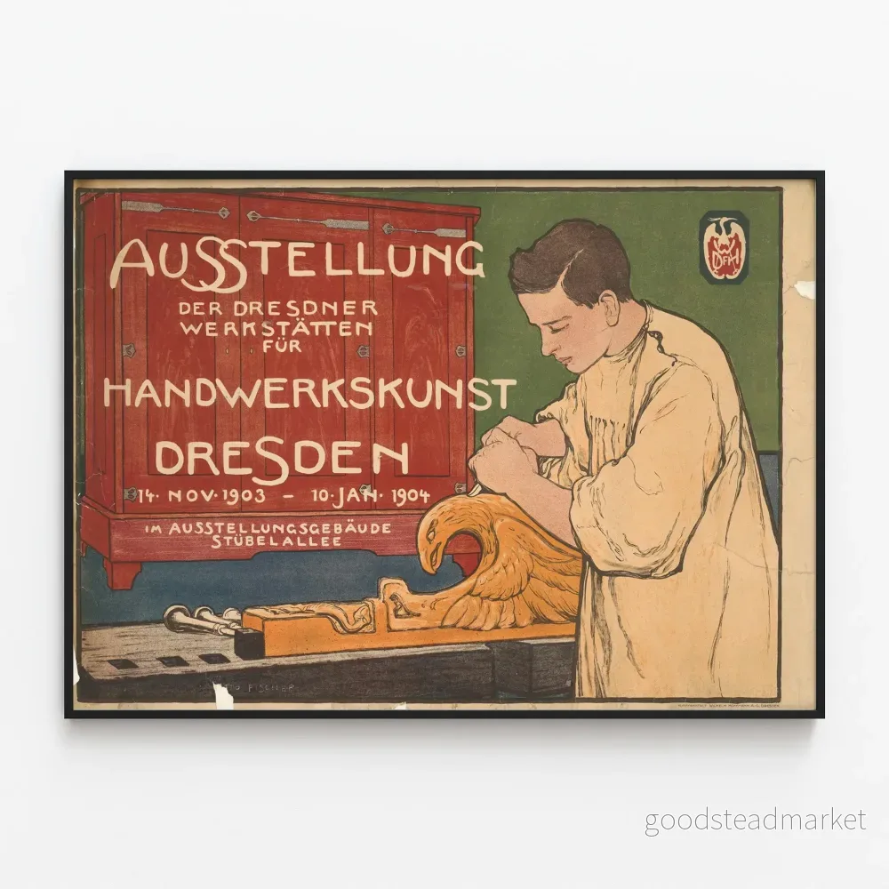 Vintageaffisch för utställning av hantverk i Dresden 1903–1904
