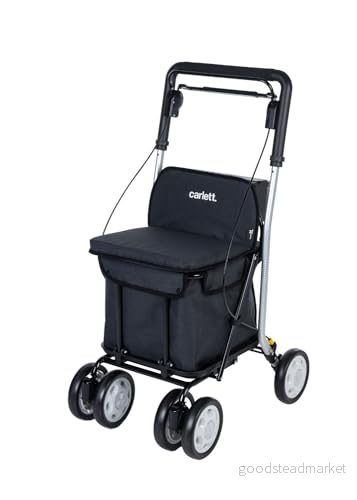 Carlett Stormarknadsvagn, medicinskt godkänd, säte med integrerat ryggstöd 4 hjul 3 positioner kapacitet 15 kg avtagbar väska 29 l svart färg 8436589221482