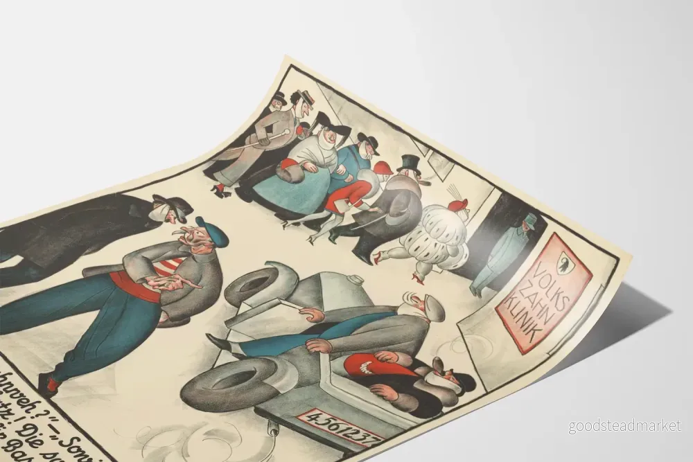 Vintageposter Volkszahnklinik - Humoristisk väggdekoration - Bild 3