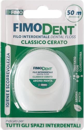 Fimodent Tandtråd 50 m klassisk vaxad tandtråd, perfekt för alla utrymmen mellan tänderna 8028518001410
