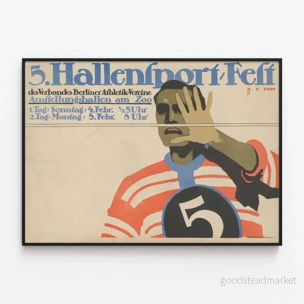 Vintage sportposter 5. Inomhussportfest Berlin Vintage sportposter 5. Inomhussportfest Berlin