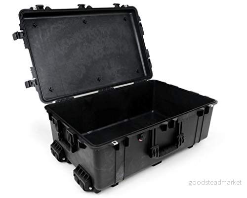 PELI 1650 stötsäker skyddsväska för foto och drönarutrustning, IP67 vatten dammtät, 86 liters kapacitet, tillverkad i Tyskland, inget skum, svart 19428087685