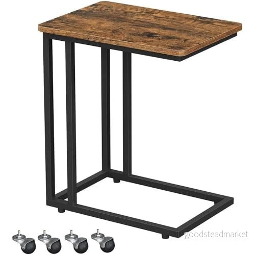 VASAGLE sidobord, set om 2, soffbord med hjul, C form, mobilt soffbord, 35 x 50 60 cm, vardagsrumsbord, metallram, för kaffe, laptop, industriell design, vintage brun svart LCT644B01 6955880328390 VASAGLE sidobord, set om 2, soffbord med hjul, C form, mobilt soffbord, 35 x 50 60 cm, vardagsrumsbord, metallram, för kaffe, laptop, industriell design, vintage brun svart LCT644B01 6955880328390