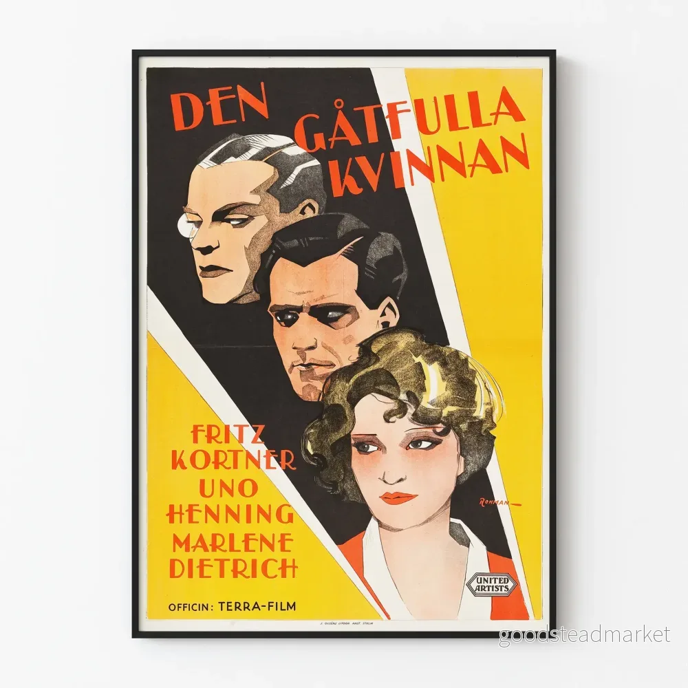 Vintageposter Den Gåtfulla Kvinnan med Marlene Dietrich