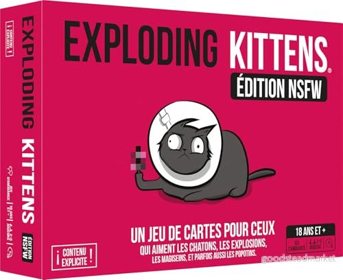 Asmodee Exploding Kittens: NSFW Edition Rosa Brädspel Kort och stämningsspel för vuxna från 18 år 2 till 5 spelare 15 min Svensk version 810083044118