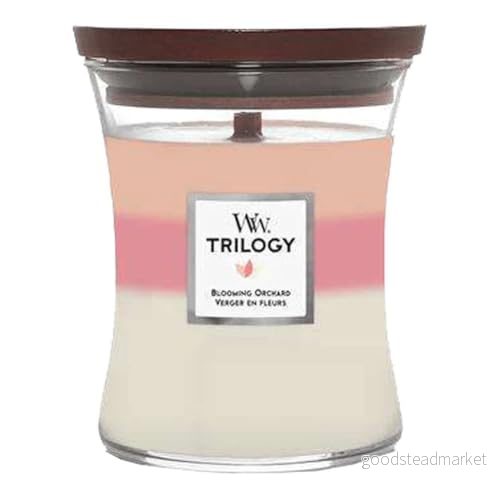 WoodWick Doftljus Medium Trilogy blommande fruktträdgård 11 cm/ø 10 cm 5038581148632