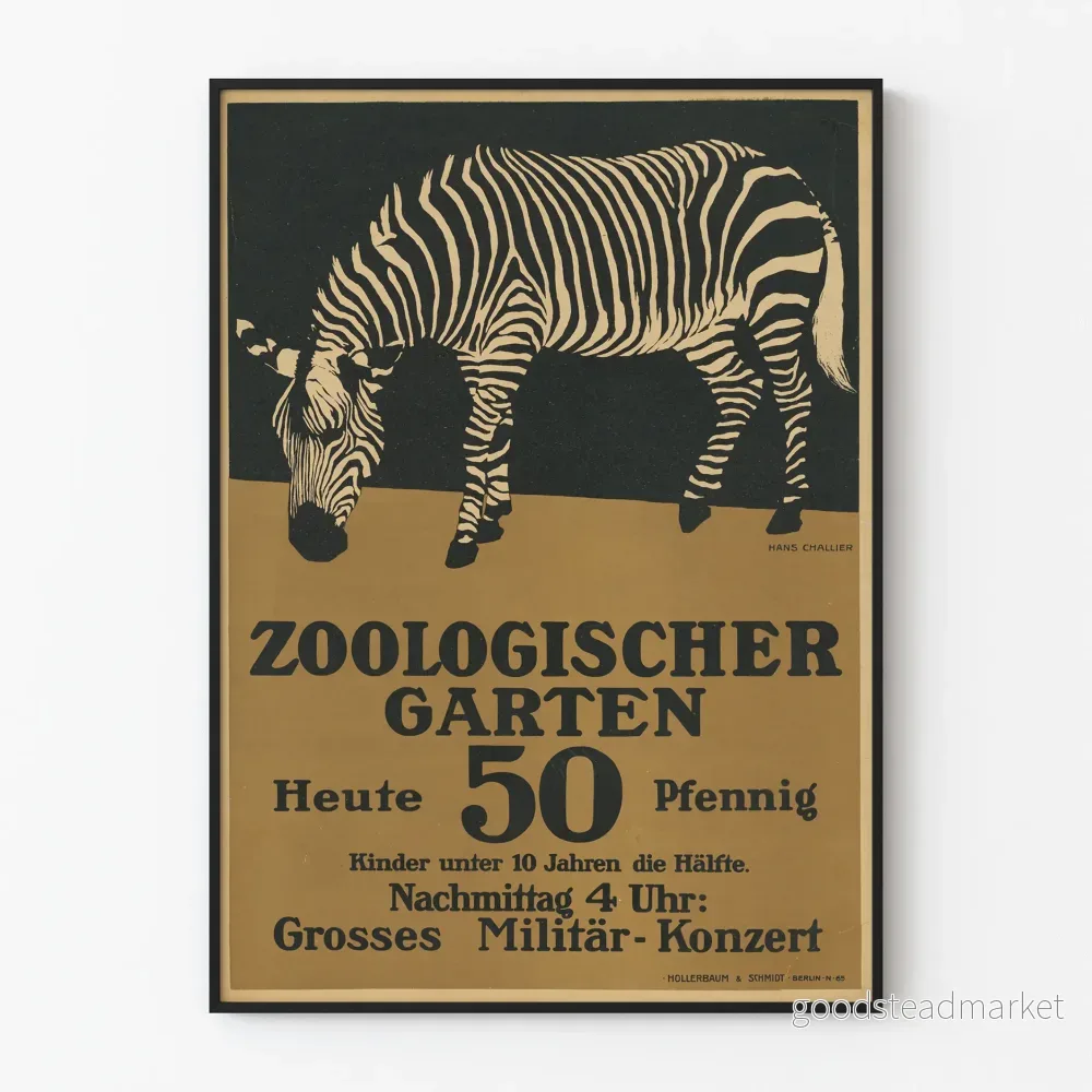 Vintageposter Zebror Zoologischer Garten Konsert Militär Vintageposter Zebror Zoologischer Garten Konsert Militär