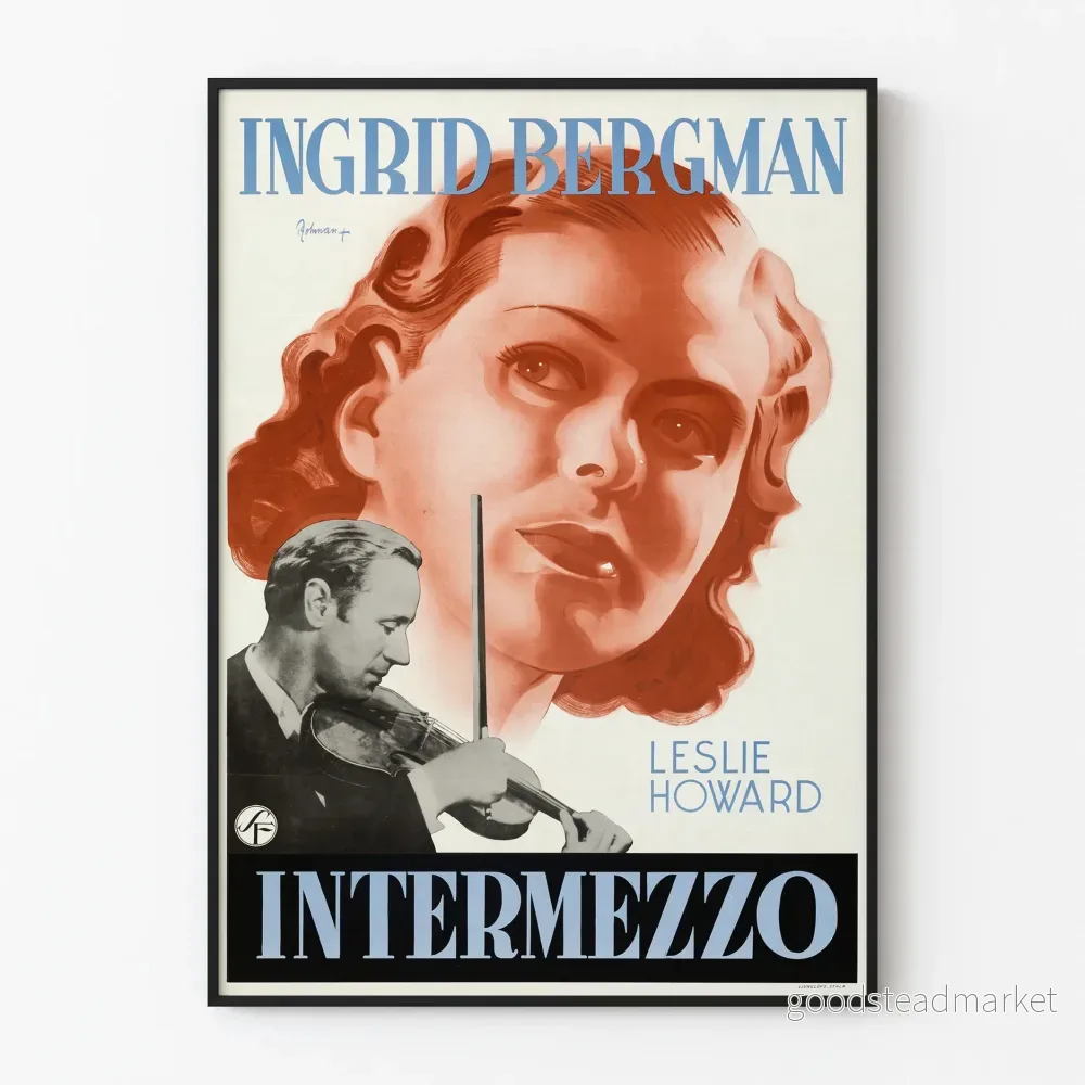 Vintageposter Intermezzo med Ingrid Bergman och violinist