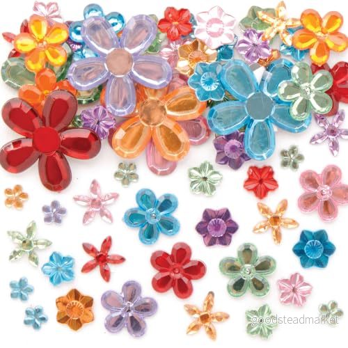 Baker Ross EK670 hantverk It! Självhäftande blomsterjuveler 180 stycken, blandade 797839029066