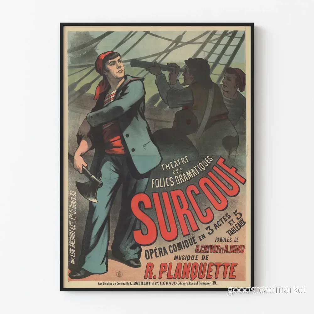 Vintageposter Surcouf - Operettekomik i 3 akter