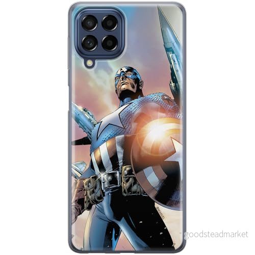 ERT GROUP mobiltelefonfodral för Samsung M53 5G originalt och officiellt licensierat Marvel mönster Captain America 015 optimalt anpassad till formen på mobiltelefonen, fodral tillverkad av TPU plast 5905511397319