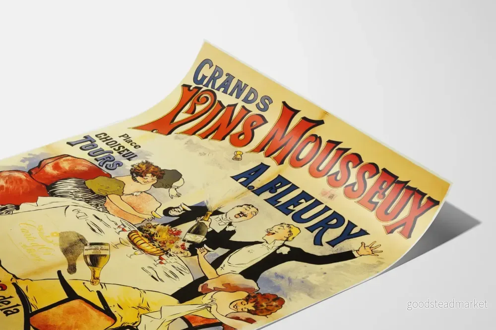 Vintageposter för stora mousserande viner på Fleury – Retro väggdekoration - Bild 3