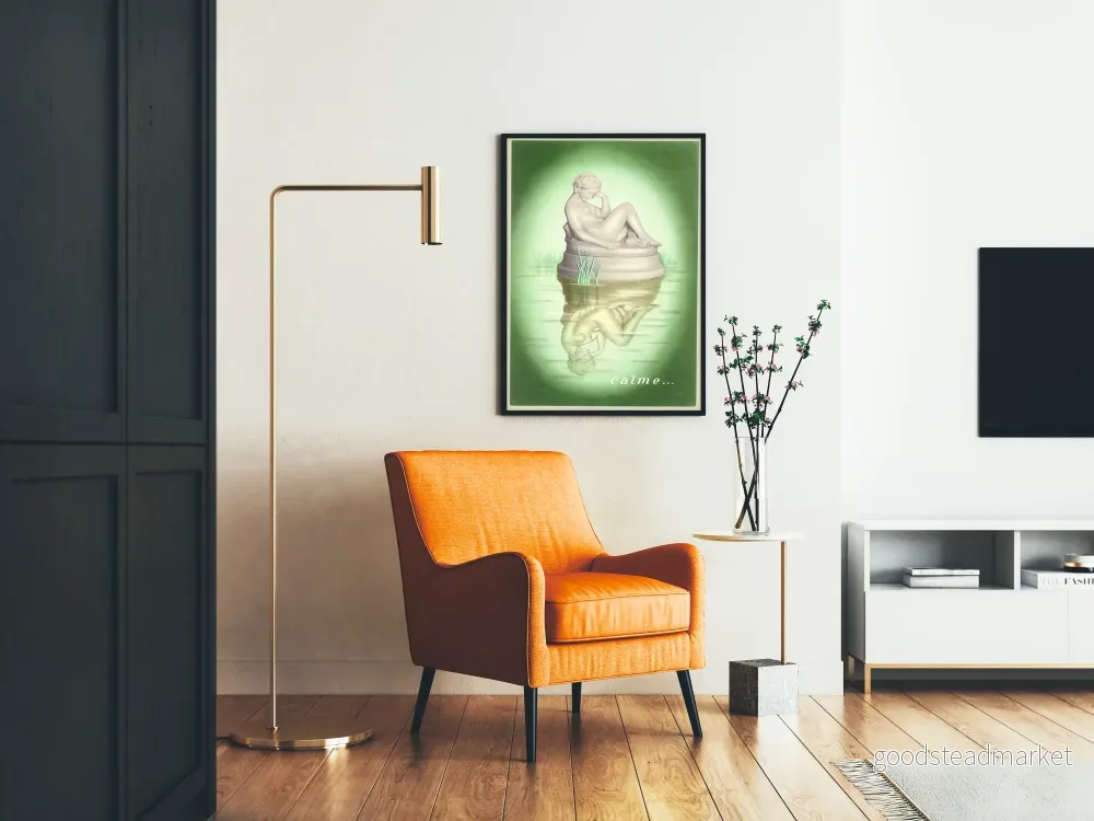 Väggdekorationsposter 'Calme' med kvinnlig skulptur och vattenreflex - Bild 2