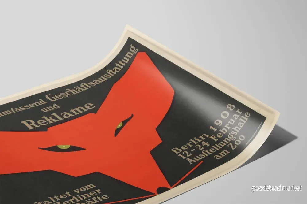 Vintage affisch för utställning, design, kommersiell och reklam Berlin 1908 - Bild 2